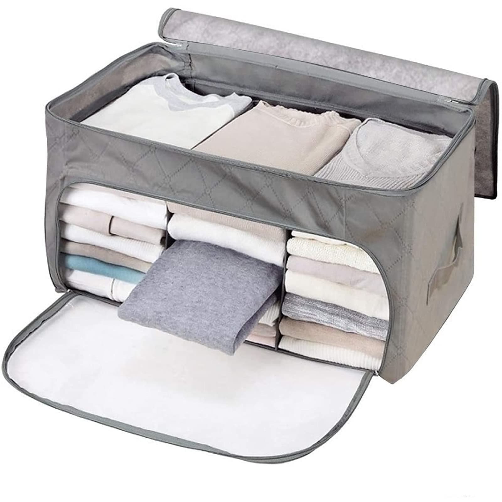 Janolia Underbed Clothes Blanket Quilts Storage Bag, Extra Space Storage Bag, Foldable Storage Organizers Closet, Eco Friendly Bamboo Non-woven Fabric, Breathable Anti Bacterial, Anti Mites and Mold