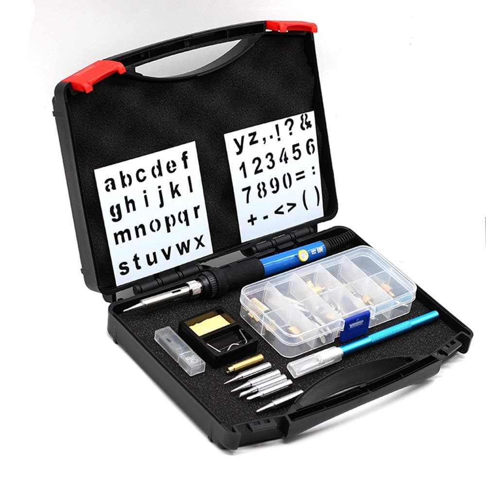 Pyrography Kit, 2In1 Wood Burning/Soldering Iron Set With Adjustable Temperature, Chiseled Tips, Blades, Soldering Bits, Tool Bag (40Pcs), Corded Electric