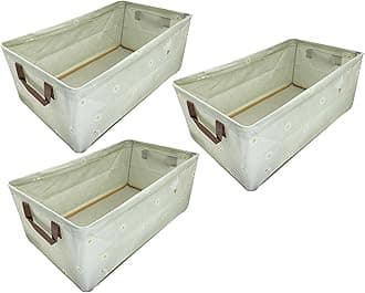 House of Quirk 3pcs Store Wardrobe Organizer For Clothes With Metal Fram Foldable Storage Box, Clothing Storage Boxes For Pants, Shirt, Sweaters, Jeans, Socks (Beige Duck)