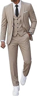 MrSure Men’s 3 Piece Suit Blazer, Slim Fit Tux with One Button, Jacket Vest Pants & Tie Set for Party, Wedding and Business