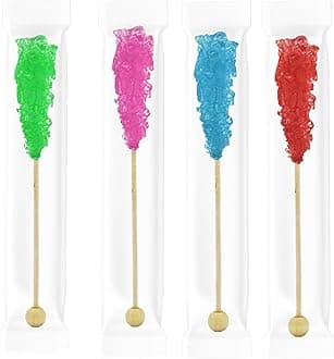 Fruidles Rock Candy Lollipops Pops Candy Suckers, Variety Flavor and Color Assortment, 5.5" (12-Pack)