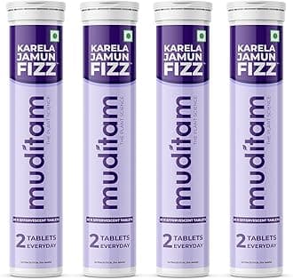 Muditam Ayurveda Karela Jamun Fizz-80 Tablets | Ideal For 40 Days (Karela Jamun Juice) | Helps in High Sugar Condition | Promotes Healthy Glucose Levels | Boosts Digestive Health