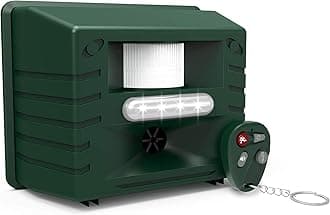 Yard Sentinel RC - Ultrasonic Outdoor Animal Pest Repellent, Pest Repeller Pest Control with Motion Detector, 4 Key Remote - Rodents, Cats, Rats, Mouse, Mice,Deer, Bear, Raccoon Eliminator