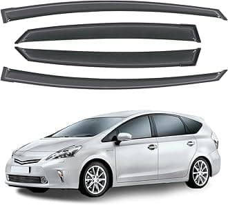 4PCS Rain Guards Fit for 2010-2015 Toyota Prius Excludes Prius V & Prius C, Tape on Side Window Visor Deflector, Dark Smoke Vent Shade Shield, 2010 2011 2012 2013 2014 2015
