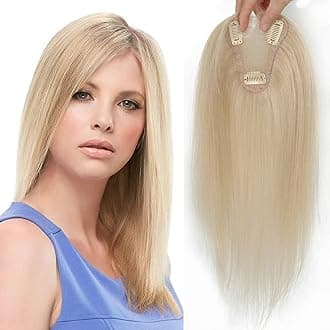 Aimeolyn Hair Toppers for Women Real Human Hair No Bangs Top Hairs Extensions 14inch Hairs Pieces for Thinning Hai r Wiglets Upgrade Lace Base Premium Remy Hai r (14 Inch, 613#)