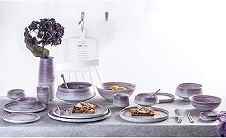 Plate Set –55 Piece Stoneware Dinnerware Set, Porcelain Dinnerware Sets Dinner Set, Ceramics Dishes Set, Plates and Bowls Sets, Dinnerware Full Service Set, Service for 8