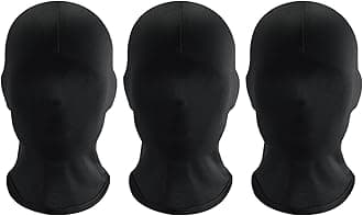 EUPSIIU 3 Pieces Black Full Face Mask Full Black Mask Full Face Cover Halloween Zentai Hood Mask Spandex Hood Mask Faceless Mask Morph Mask Party Costume Men Women Adult