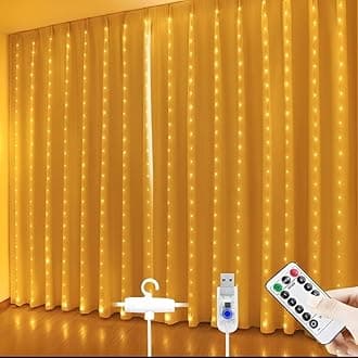 Desidiya 8 Modes Curtain Lights 300 LEDs 10 Fairy Light 3Mtr Each Indoor/Outdoor Decoration for Diwali, Christmas, Wedding, Party, Home, Patio Lawn with Remote and USB Power Supply (Warm White)