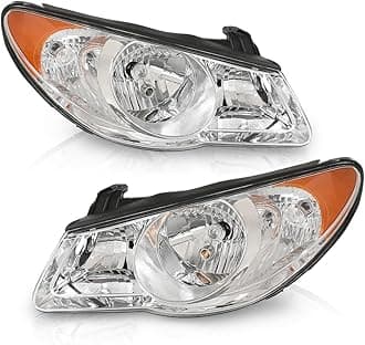 G-PLUS Headlight Assembly Halogen Pair, Compatible with Elantra 2007 2008 2009 2010 Headlamp Left and Right, HY2502138 HY2503138 Clear Lens Chrome Housing