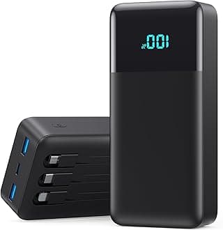 Portable Charger 50800mAh Power Bank with 3 Built-in Cable,25W PD USB C Power Bank Fast Phone Charging,QC4.0 Travel Outdoor Essential Portable Phone Battery Pack for iPhone 17/16/15/14,Galaxy Android