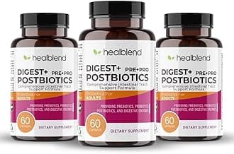 Digest + Postbiotics Supplement for Women and Men, Multi Enzymes, Organic Prebiotic & Probiotic for Digestive Health with Bromeline, Papin and Lipase, Non-GMO, Gluten-Free, 60 Vegetarian Caps (3)