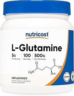 Nutricost L-Glutamine Powder [500 G] - Pure L Glutamine - 5000mg per Serving - 1.1 Pounds - 100 Servings - Highest Purity