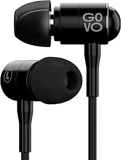 GOBASS 900 Wired in Ear Earphones with HD Mic for Loud & Clear Call, 10mm Powerful Drivers, Passive Noise Cancellation (Platinum Black)