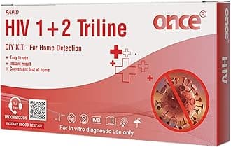 ONCE Rapid HIV Self Test Kit | Easy At-Home Finger-Prick Blood Test for HIV-1 & HIV-2 Antibody Detection | Professional Grade, Reliable & Fast Results