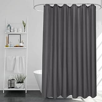 EurCross Dark Grey Extra Long Shower Curtains 210cm drop, Polyester Bathroom Shower Curtain Water-Repellent Mildew-Free, 180 x 210cm
