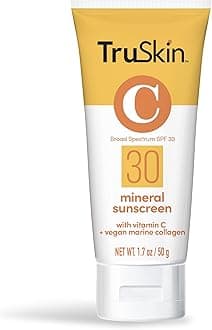 TruSkin Mineral Sunscreen SPF 30 for Face - Zinc Oxide Broad Spectrum Protection with Squalane, Vitamin C & Marine Collagen - Reef-Safe Mineral Face Sunscreen for Sensitive Skin, 1.7 fl oz