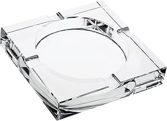 Juvale Crystal Glass Ashtray - 7 x 7 x 1.5 in, Clear Classic Square - Indoor Ashtray for Smokers, Decorative Smoke Tray with 4 Cigar Rests
