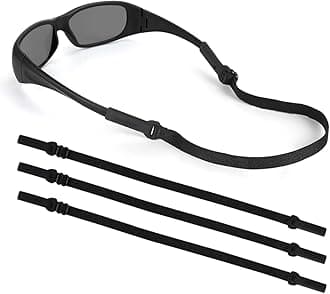 SHINKODA Adjustable Glasses Strap Athletic Eyeglass Head Straps Eye Glass Band Sport & Safety Eyewear Retainer, 3 Pack, Black