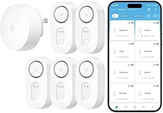 GoveeLife Upgraded Smart Water Leak Detector 1s with 1804 ft Ultra-Long Range, WiFi Water Sensor with SMS/Email/APP Push and Sound Alarm,5-Year Battery Life, 5 Pack, Suit for Home, Basement, Kitchen