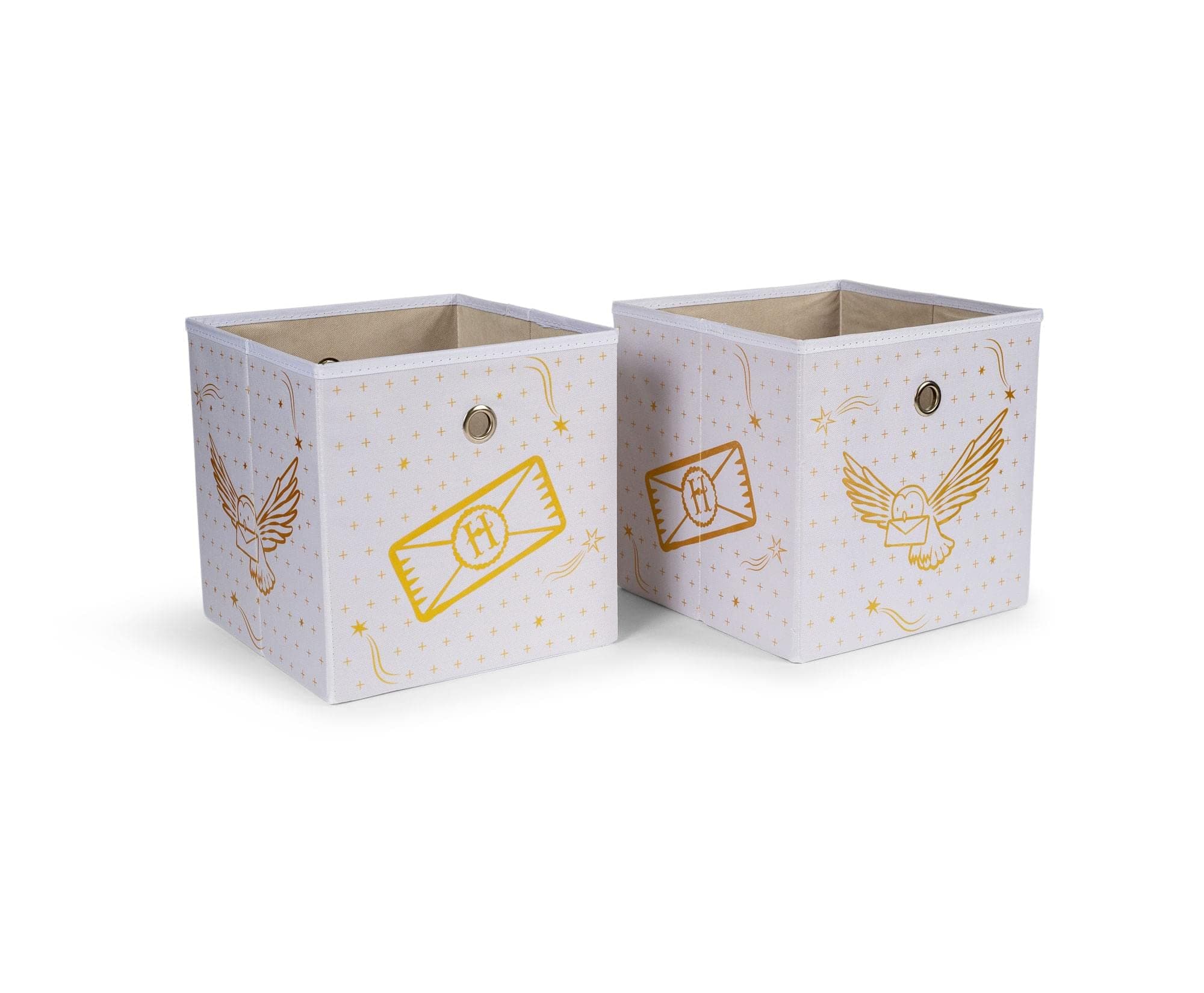 Ukonic Harry Potter Hedwig 11-Inch Storage Bin Cube Organizers, Set of 2 | Fabric Basket Container, Cubby Cube Closet Organizer | Wizarding World Gifts And Collectibles
