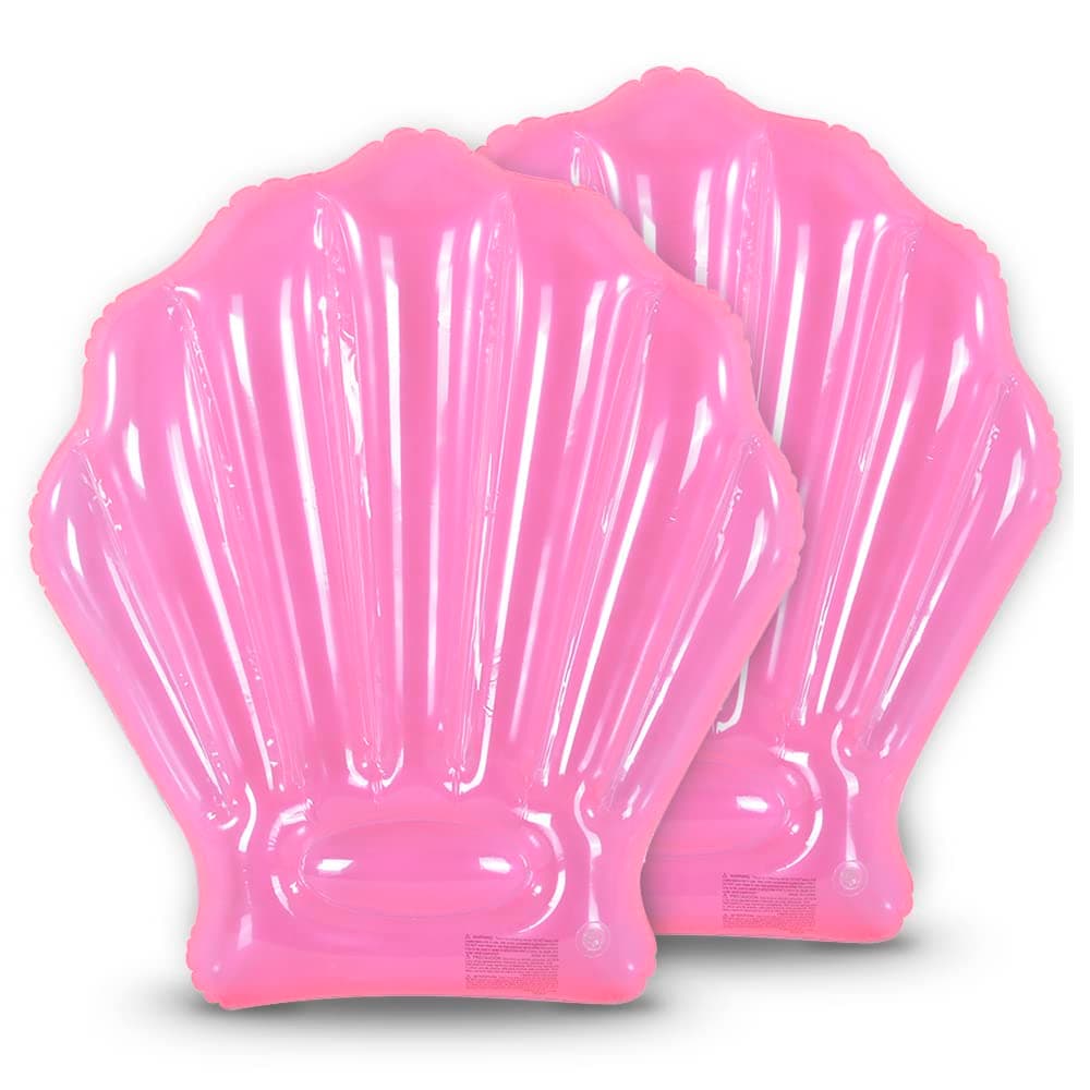 Seashell Pool Float 2 Pack, Summer Fun Inflatable Seashell Float for Kids, Pink Seashell Pool or Beach Toys of 42 Inches