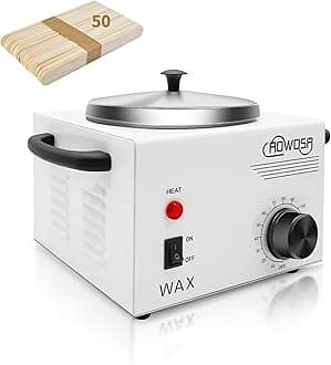 Single Professional Electric Wax Heater Machine for Hair Removal - Large Paraffin Pot with Adjustable Temperature, Facial Skin Body SPA Salon Equipment, 50 Wax Sticks Included