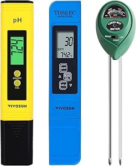 Digital PH Meter, 3-in-1TDS EC and Temperature Meter, Plant Soil MoistureTester Combo for Home, Garden, Hydroponics, Aquariums, Labs