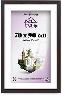 Wall Photo Frame Mahogany 70x90 cm Frame With 80x60 cm Mount Picture Poster Print With Clear HD Perspex 30x15 MM Moulding Mounting Hooks MDF Backboard