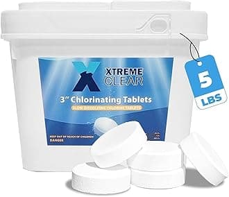 Xtremeclear 3" Swimming Pool Chlorine Tablets 99% Pure Tri-Chlor| Long Lasting & Slow Dissolving | Pro-Grade Pool Sanitizer | 5 Pounds Bucket