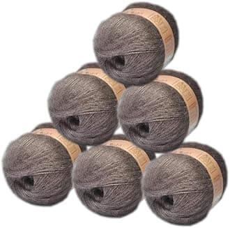 6 Balls Angora Mohair Wool Yarn Soft Fingering Baby Mohair Cashmere Hand Crochet Yarn for Knitting DIY Scarf Sweater 300g (Camel)