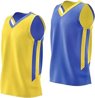 Liberty ImportsReversible Men's Mesh Athletic Basketball Jersey Single for Team Scrimmage, Blue/Yellow, XX-Large