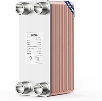 ALORAIR 5"x12" 60 Plates Heat Exchanger with 1-1/4" MPT Port,316L Stainless Steel Water to Water Brazed Plate Heat Exchanger for Floor Heating, Water Heating, Commercial and Industrial Refrigeration