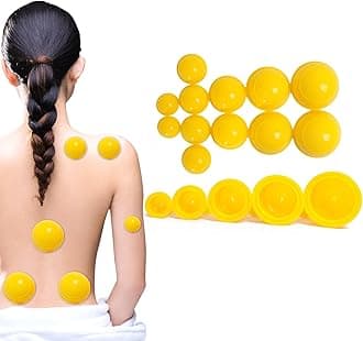 YESIMET 12 Cups Silicone Medical Vacuum Massage Cupping Cups Health Care Travel Set (Yellow)