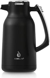 Thermal Coffee Carafe 68oz (2,000ml), Stainless Steel Double Wall Insulated Vacuum Flask, Water Jug Coffee Server and Beverage Dispenser, Heat and Cold Retention (Black-Silver, 68oz (2,000ml))