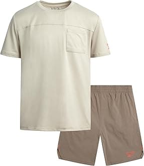 Reebok Boys Athletic Shorts Set - 2 Piece Summer Clothes Outfit with Pocket Tee and Boys Running Shorts for Active Kids
