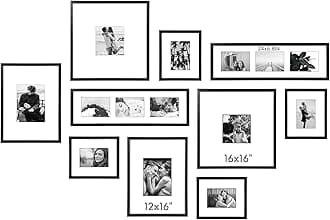ArtbyHannah Assorted Sizes Gallery Wall Frame Set, Black Picture Frame Collage for Living Room, Staircase & Home Decor (Large)