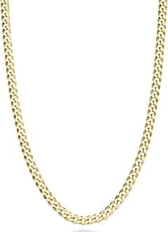 Miabella Solid 18k Gold Over Sterling Silver Italian 3.5mm Diamond Cut Cuban Link Curb Chain Necklace for Women Men, 16"-18"-20"-22"-24"-26"-30" (16)