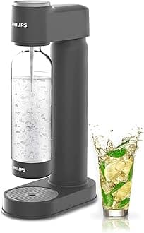 Sparkling Water Maker Soda Maker Machine for Home Carbonating with BPA free PET 1L Carbonating Bottle, Compatible with Any Screw-in 60L CO2 Exchange Carbonator(NOT Included), Grey Plastic