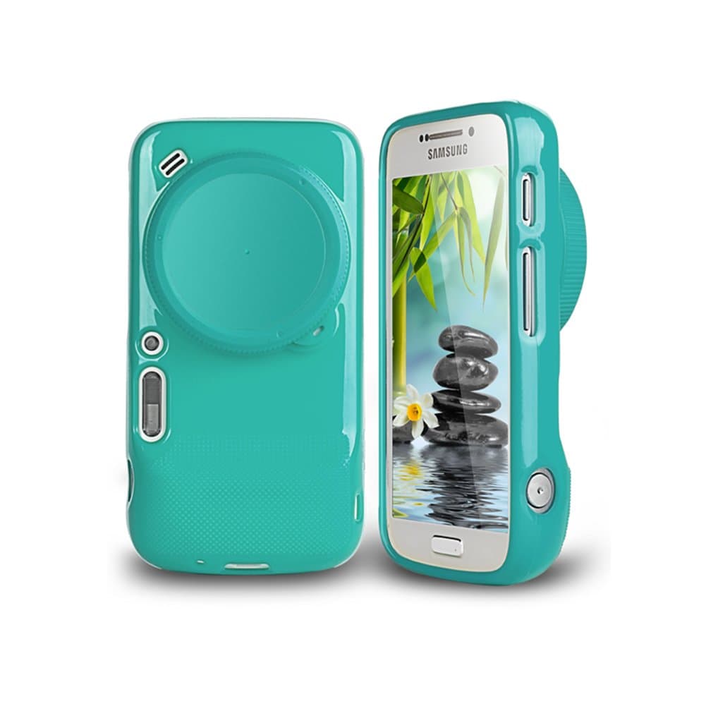 Pasonomi Back Skin TPU Soft Case Shell with Lens Cap Cover for Samsung Galaxy S4 Zoom C101 (blue)