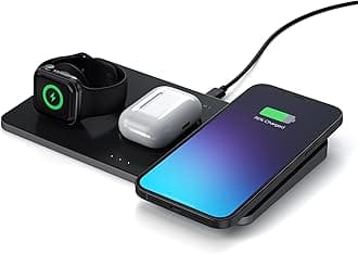 Satechi Trio Wireless Charger with Magnetic Pad, Qi Certified, Compatible with iPhone 16 Pro Max/16 Pro/16/16 Plus, AirPods Pro/Gen 3, Apple Watch Ultra & Series (ST-X3TWCPMs)