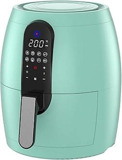 SOLARA Large Digital Air Fryer for Home Kitchen with 6 Pre set modes for Indian cooking, 3.5L basket, Mobile app with 100+ recipe eBook and Videos, Aqua, Large (3.5L)