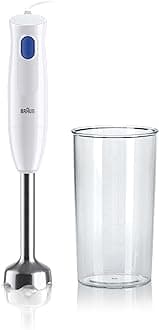 Braun MultiQuick 1 Hand Blender, 450 W, 1 Speed, Light-weight, BPA Free, Dishwasher, Metal Shaft - MQ 10.001 M