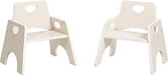 ECR4Kids Stackable Wooden Toddler Chair, 8in, Kids Furniture, White Wash, 2-Pack