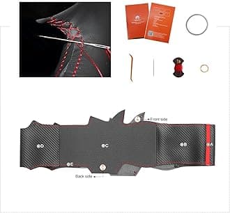 MEWANT Car Steering Wheel Cover for Toyota Hilux/Fortuner Hand Stitch Carbon Fiber&Microfiber Leather Car Steering Wrap