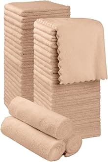 Orighty Ultra Soft Washcloths 48 Pack, Premium Microfiber Towel Sets 12 x 12 inches, Absorbent and Quick Drying Coral Velvet Washcloth, Multi-Purpose Wash Cloths for Bathroom, Hotel, and Gym (Brown)[Amazon-developed Certification] Compact by Design