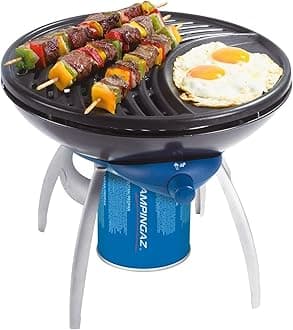 Campingaz, Camping Stove and Grill, All-in-One Portable Camping BBQ, with Griddle, Grid and Pan Support, Black