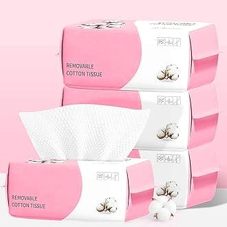 Disposable Face Towel 100 Count for Washing Soft Cotton Dry Wipes Facial Cloths Towelettes for Washing and Drying, Facial Tissue for Cleansing, Skincare and Makeup Remover (4 Pack)
