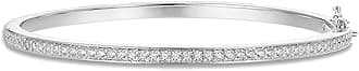 14K Gold Plated Cubic Zirconia Bangle Classic Tennis Bracelet | 7.5" Gold Bracelets for Women