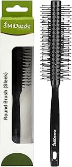Midazzle Premium Round Hair Brush | Styling, Detangling and Grooming for Men and Women | Straightens & Detangles Curly Hairs | Reduces Hair Breakage and Promotes Hair Growth | Best Hair Brush for All Hair Types (MIHB0043)