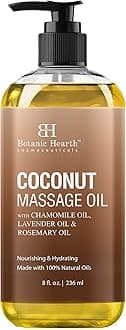 Coconut Massage Oil 8 Fl oz | Refreshing, Relaxing Massage Oils for Muscle Relaxing & Joint Comfort | Made with Natural Oils | for All Skin Types, for Men & Women